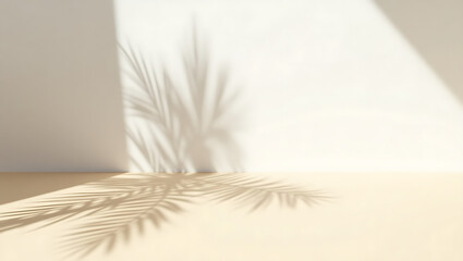 Serene Studio Setup Delicate Palm Tree Shadow Photography