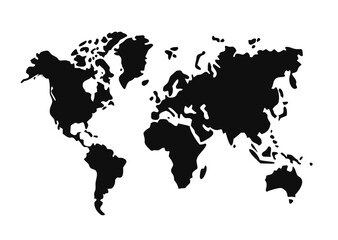 World map silhouette on gray background. Vector