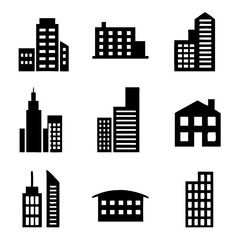 Obraz premium Buildings different icons set. Vector illustration