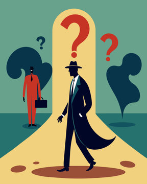 A mysterious figure that leaves behind small clues and hints making you believe that you are paranoid and imagining things.. Vector illustration