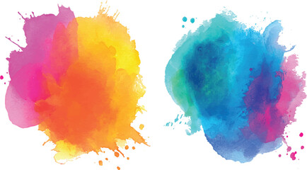 hand drawn watercolor brush stroke set, Mixed color smoke isolated on a transparent background.