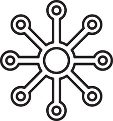 Obraz premium Minimal Network Hub Diagram Abstract Technology Connection Icon Vector, Network Hub Icon, Minimal, Connection Symbol, Abstract Data Diagram, Simple Tech Network