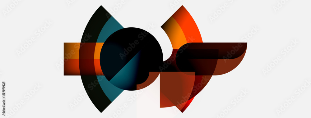 Aufkleber Abstract shapes overlap, creating dynamic composition. Colors blend, forming interesting visual effect. Minimalist design, modern aesthetic.