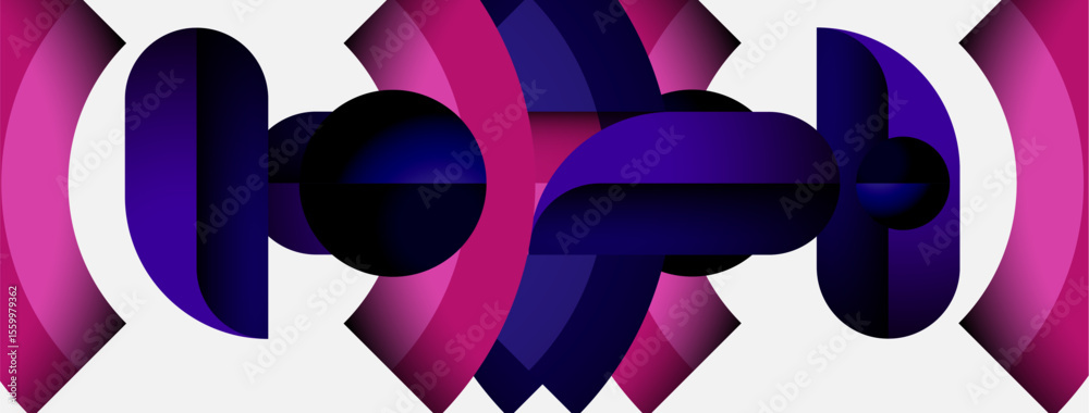 Aufkleber abstract design features layered purple shapes. gradient colors create depth, resembling stylized du