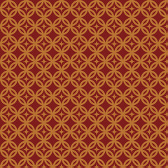 Elegant Vintage Geometric Pattern with Interlocking Circles on Burgundy Background