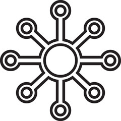 Obraz premium Minimal Network Hub Diagram Abstract Technology Connection Icon Vector, Network Hub Icon, Minimal, Connection Symbol, Abstract Data Diagram, Simple Tech Network