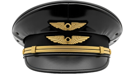 Isolated Pilot Hat with Golden Emblems © Joao