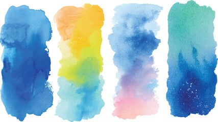 set of Bright colorful watercolor transparent background 