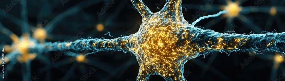 Aufkleber Cortex processor supports neuron activation process concept. A detailed view of a neuron showcasing its intricate structure.