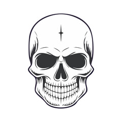 Obraz premium vector set of skulls in hand drawn style black and white 