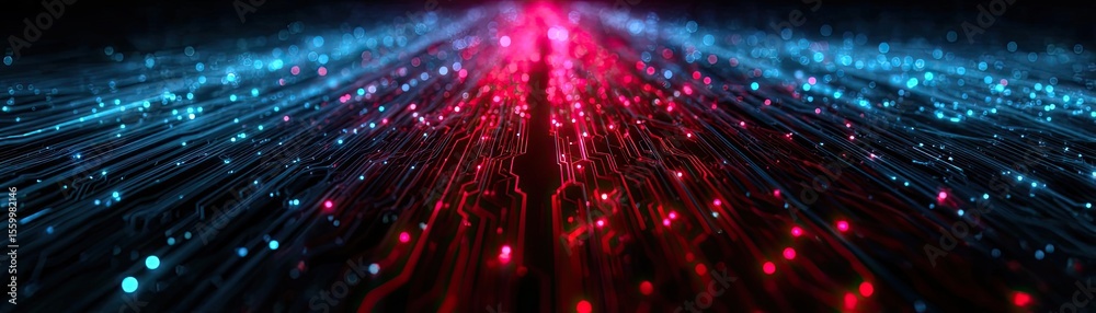Aufkleber Cortex processor supports neuron activation process concept. Abstract neon lights creating a dynamic visual effect.