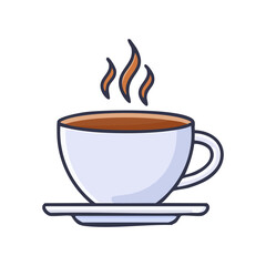 Obraz premium Coffee or tea cup mug evaporation vapour flat vector illustration 