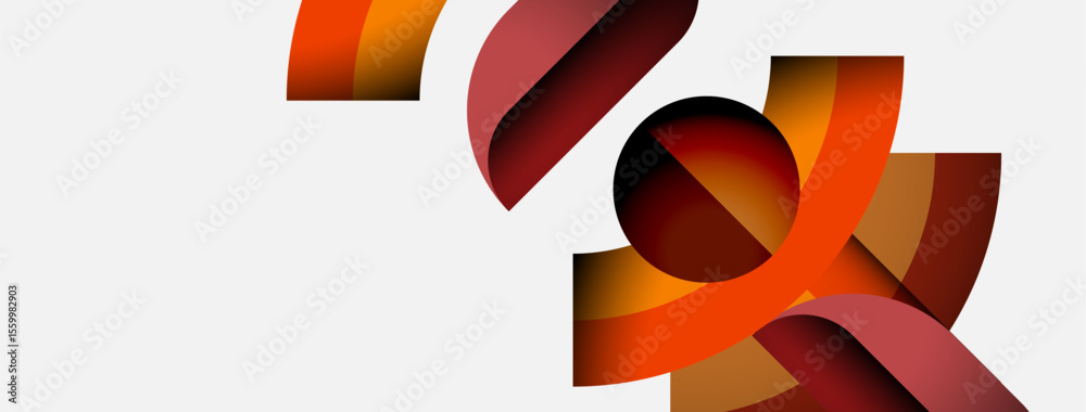 Aufkleber Abstract shapes, warm colors dominate composition. Geometric forms overlap, creating dynamic visual interest. Minimalist design, modern aesthetic.