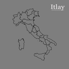 Italy Geographic Map with Highlighted Region - Vector Design