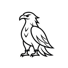Detailed line art of a majestic eagle in full body pose isolated on white background