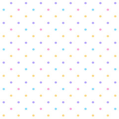 Colorful pastel small polka dot seamless pattern on white background.Simple repeat ornament.Surface for textile.Decoration for fabric or cloth.Modern backdrop.Cute wrapping paper.Vector illustration.
