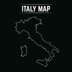 Outline Map of Italy with Regional Borders - Vector Illustration