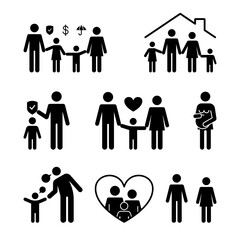 Icons set of Family silhouette 