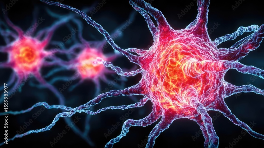 Aufkleber Neuro logic for adaptive neuron and biological concept. Colorful neurons showcasing intricate connections and structures.