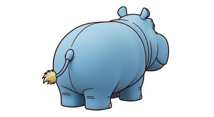 Isolated Cartoon Blue Hippopotamus