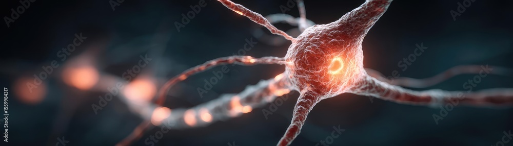 Aufkleber Neuro logic for adaptive neuron and biological concept. Close-up of a neuron highlighting its intricate structure.