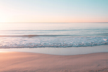 Fototapeta premium Minimalist Coastal Landscape at Sunset with Soft Pastel Tones (1)
