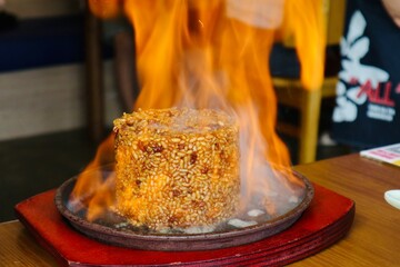 close up of a fireplace