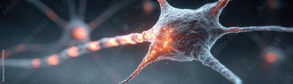Aufkleber Neuro logic for adaptive neuron and biological concept. A close-up view of a neuron displaying intricate neural connections.