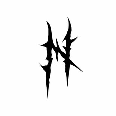 Abstract tribal letter n, vector art tattoo elements