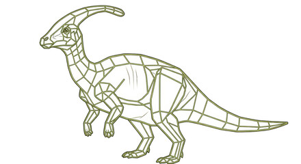 Isolated Parasaurolophus Dinosaur Outline