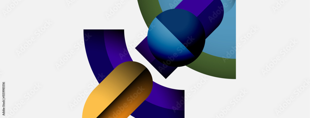Aufkleber Abstract shapes overlap, creating vibrant color blends. Smooth gradients suggest depth, form modern composition.