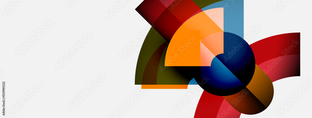 Aufkleber Abstract colorful shapes overlap, creating dynamic composition. Bright hues contrast against white background. Modern design element.