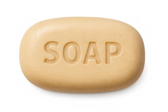 Single bar of soap on transparent background promoting hygiene
