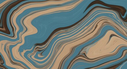Obraz premium Abstract Swirl Painting with Blue, Brown, and Beige Colors