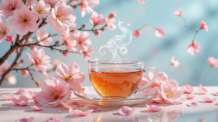 cup of tea with flowers