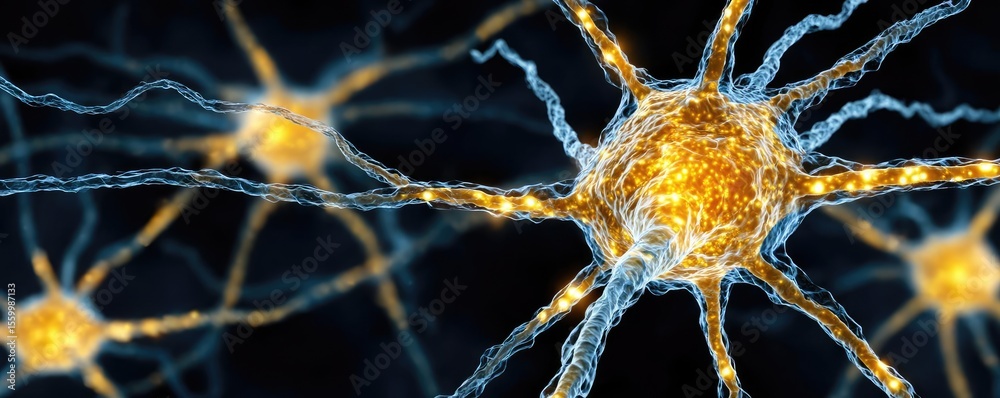 Aufkleber Neuro logic for adaptive neuron and biological concept. High-resolution image of neural networks in vibrant colors.