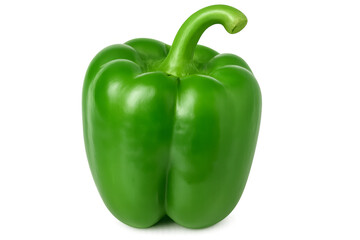 Fresh green bell pepper isolated on transparent background