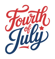 Patriotic "Fourth of July" Calligraphy in Red and Blue with Star Accent
