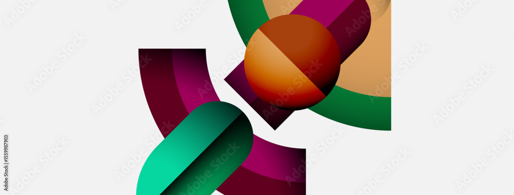 Aufkleber abstract shapes overlap, creating vibrant color blends. composition feels modern, dynamic, visually 