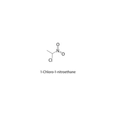 1-Chloro-1-nitroethane skeletal structure. Halogenated nitroalkane compound schematic illustration. Simple diagram, chemical formula.