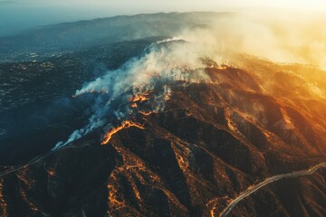 Naklejka premium Los Angeles County, California, Wildfire Map Pacific Palisades, Santa Monica, Malibu Disaster Zones, Wildfire map of Los Angeles County highlighting disaster zones in Pacific Palisades, Santa Monica 