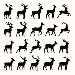 Deer Silhouette Vector – Wild Animal Outline Isolated on White Background