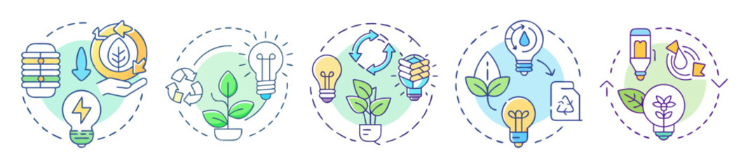 Concepts for environmental conservation and sustainability with light bulbs and plants