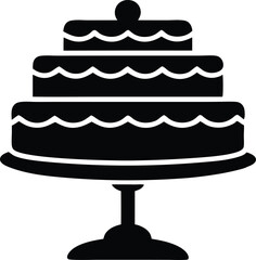 classic cake stand with colorful layered birthday silhouette vector
