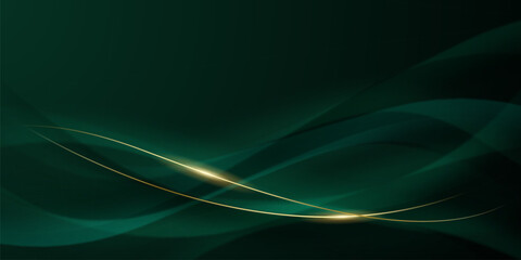 green abstract background design with elegant golden elements vector illustration © HNKz