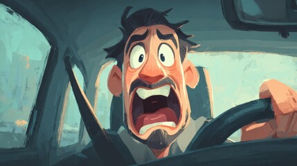 Driving Scared. Man in Modern Car Had Harrowing Accident on Road