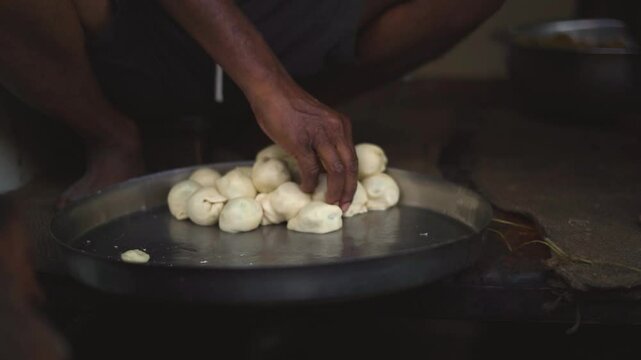 prepartion of dal kachori street breakfast in gwalior india