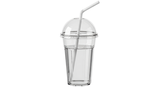 Isolated Transparent Plastic Cup with Straw - Powered by Adobe