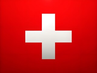 Obraz premium Swiss National Flag with White Cross on Red Background – Minimalist Symbol of Switzerland
