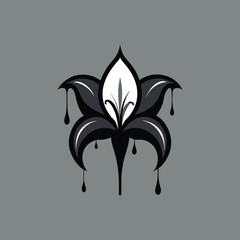 Gothic lily flower with dripping ink style and sharp edgy silhouette for dark floral tattoo art